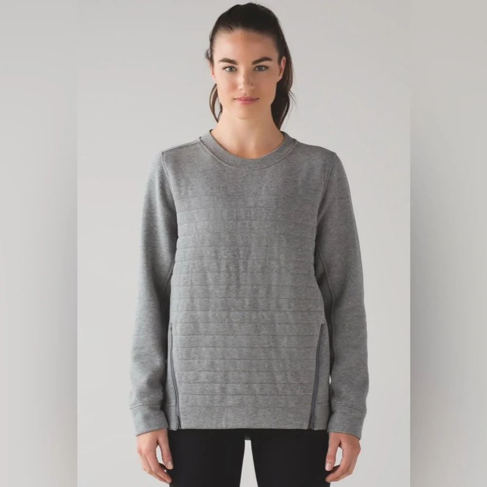 Lululemon Fleece Be True Crew Heathered Medium Grey